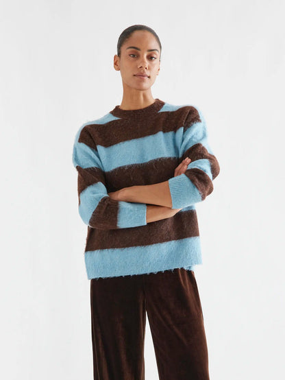 Brown Blue Stripe Sweater