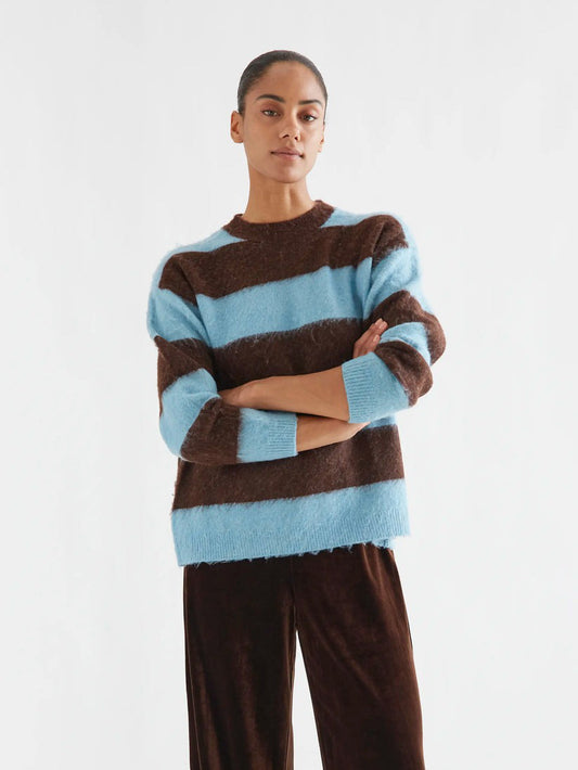 Brown Blue Stripe Sweater