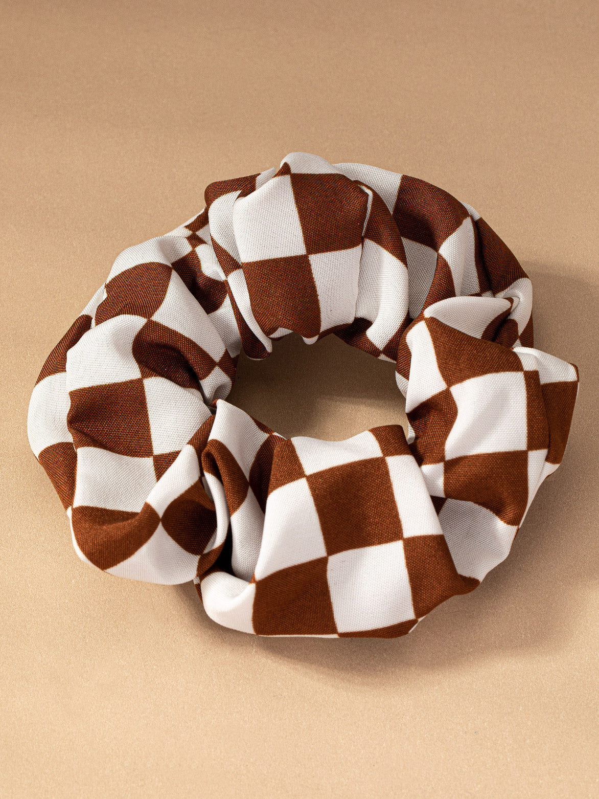 brown checkered scrunchie