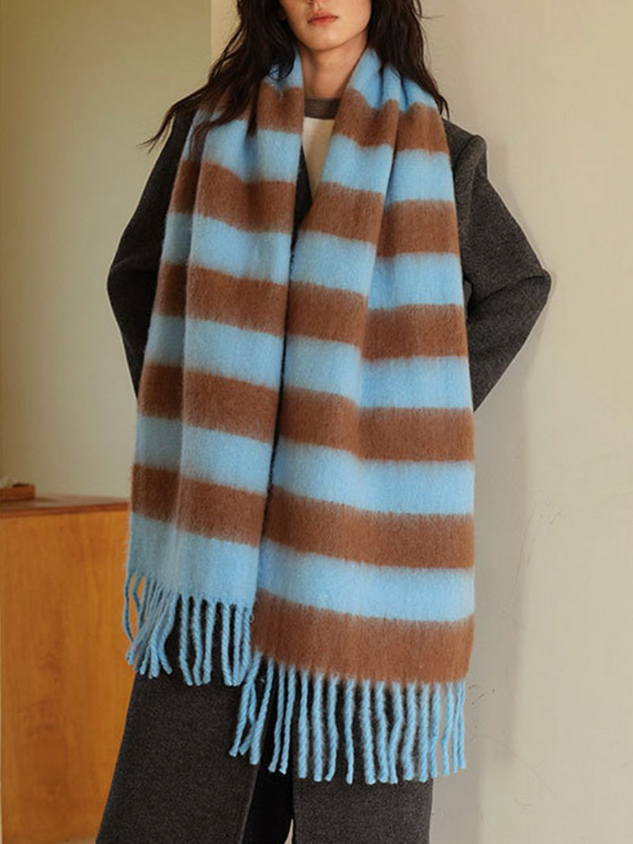 Brown Chunky Striped Scarf – Handzy Shop + Studio