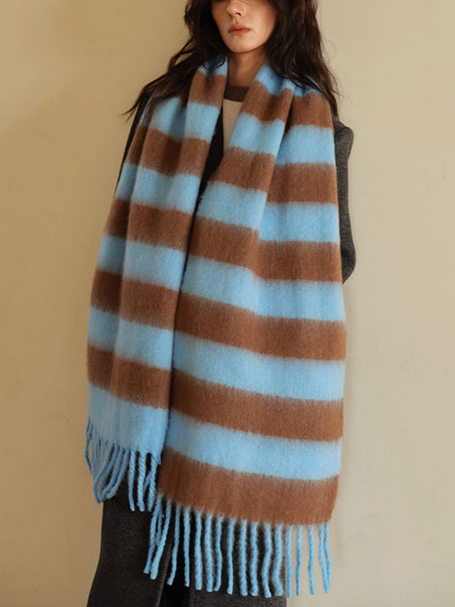 Brown Chunky Striped Scarf – Handzy Shop + Studio