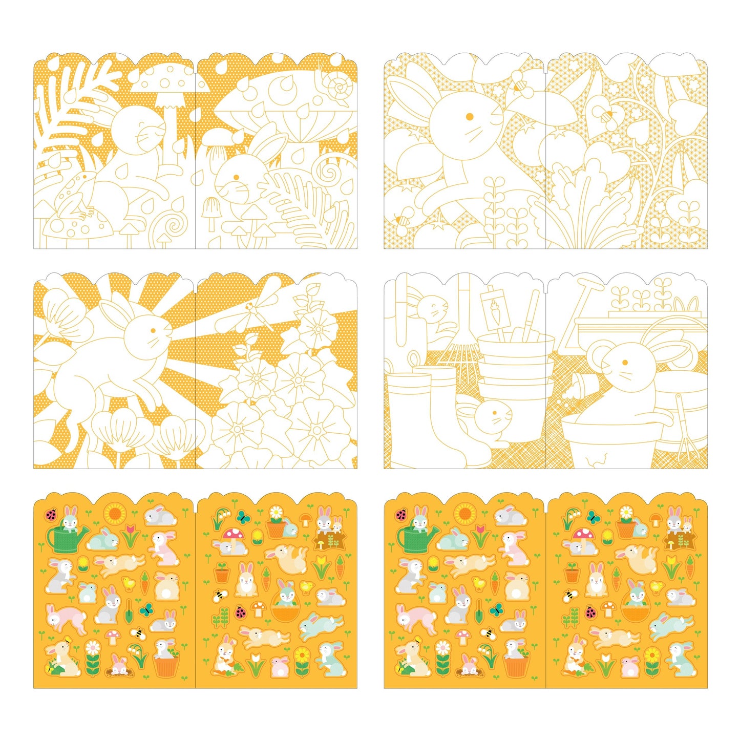 Bunnies Coloring Book + Stickers