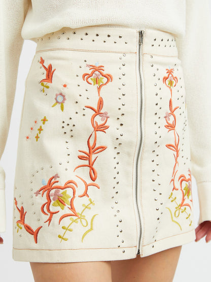 callie embroidered mini skirt