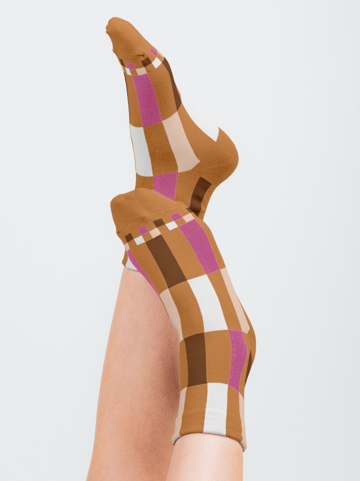 camel color block socks