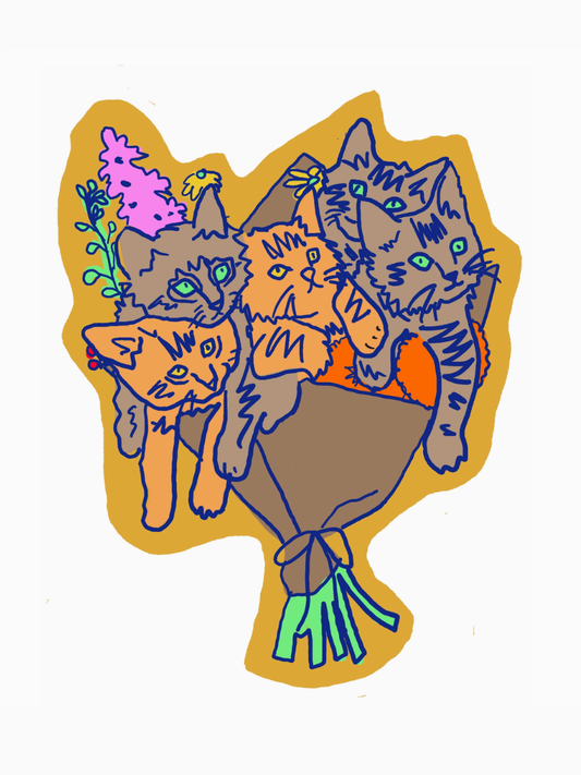 cat bouquet sticker