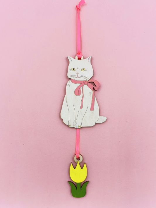 cat wooden ornament