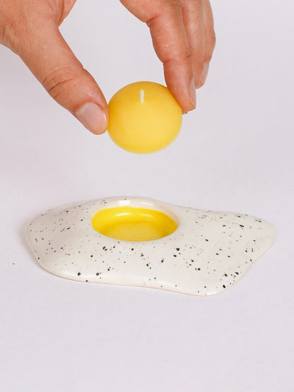 ceramic salt + pepper egg candle holder