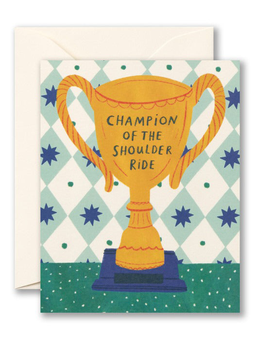 Champion Shoulder Ride Father's Day Card