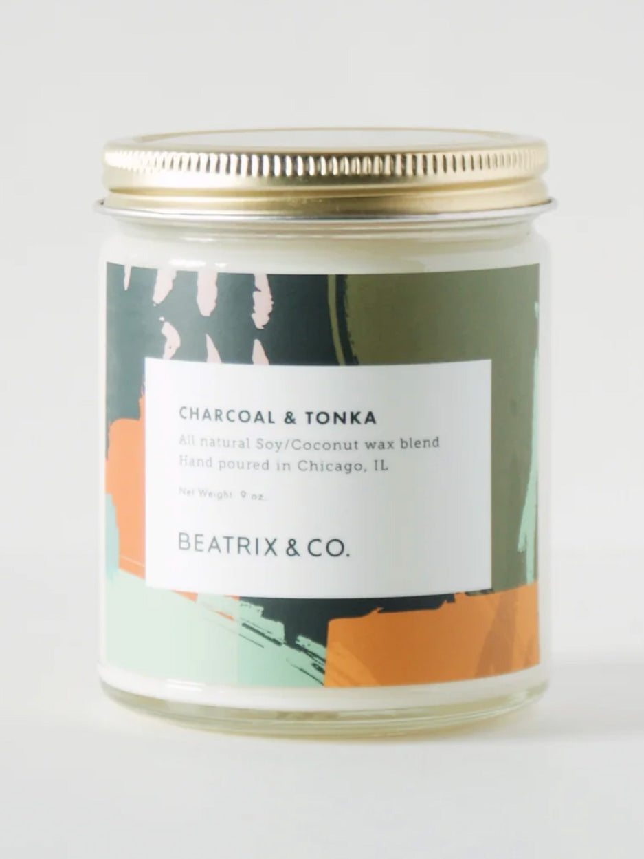 charcoal + tonka jar candle