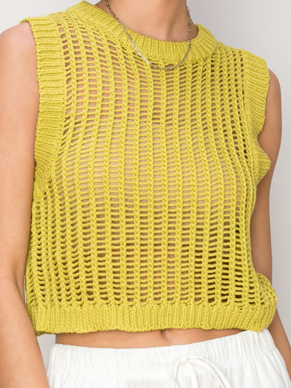 chartreuse knit tank