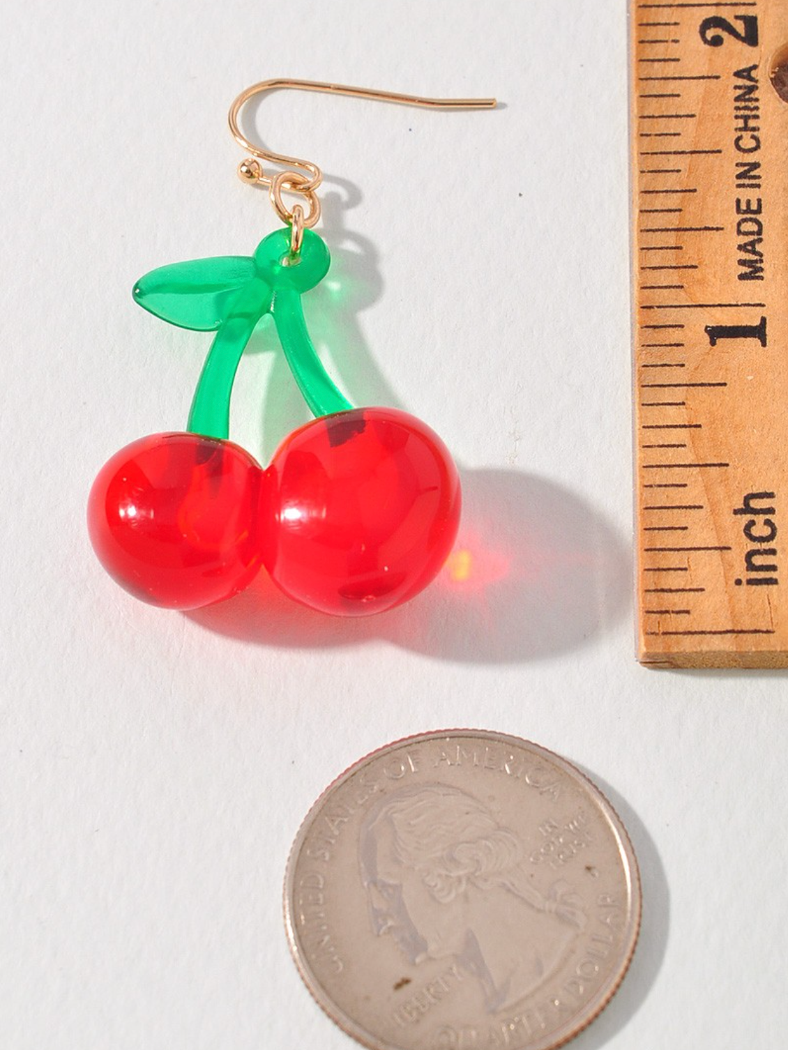 cherry acetate dangly earrings