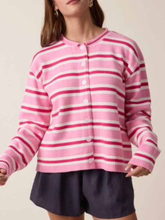 cherry striped cardigan