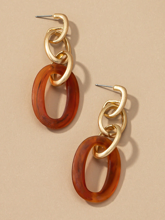 chestnut chain link drop earrings