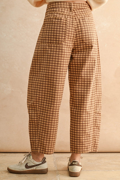 Chestnut Check Barrel Jeans