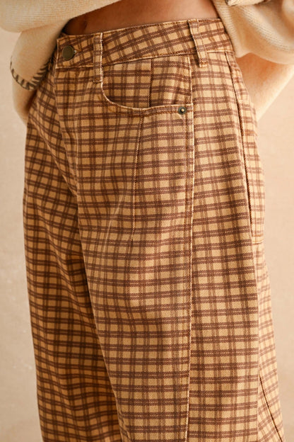 Chestnut Check Barrel Jeans