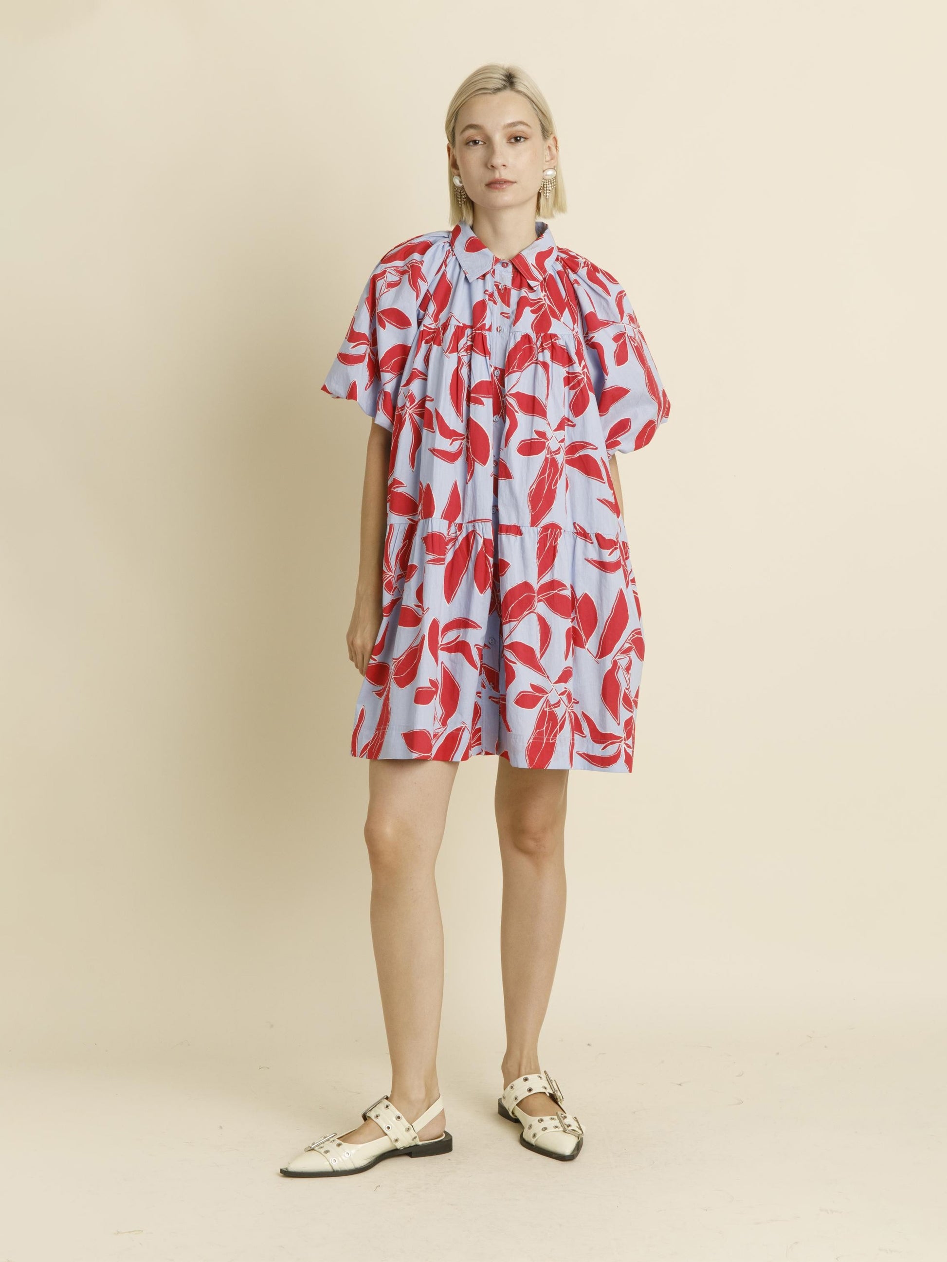 chloe shirt dress Chloe Stand Collar Mini Shirt Dress in White L