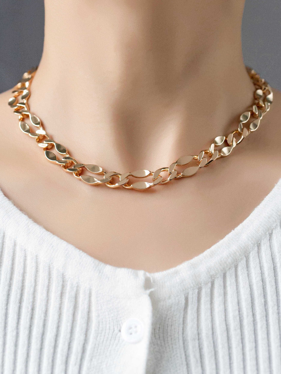 chunky gold link necklace