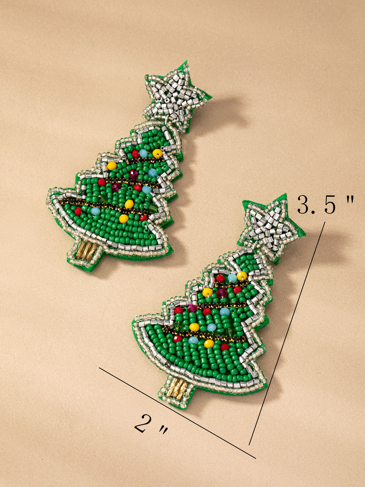 classic holiday tree beaded earrings