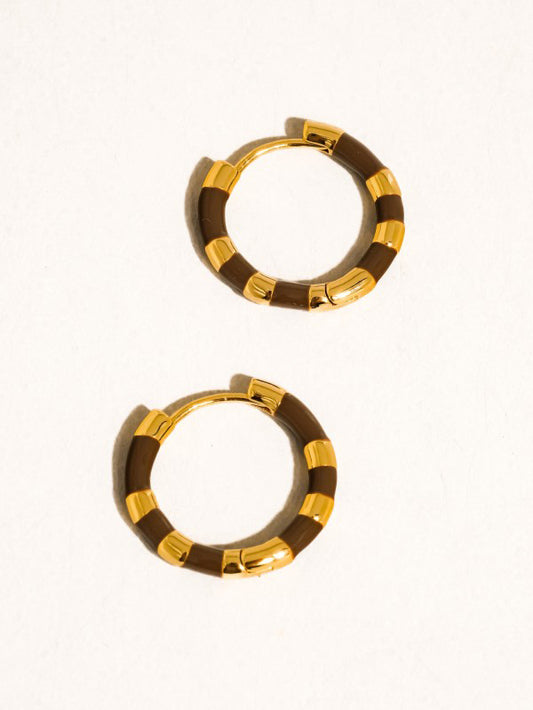 Cleo 18K Gold-Plated Stripe Hoops