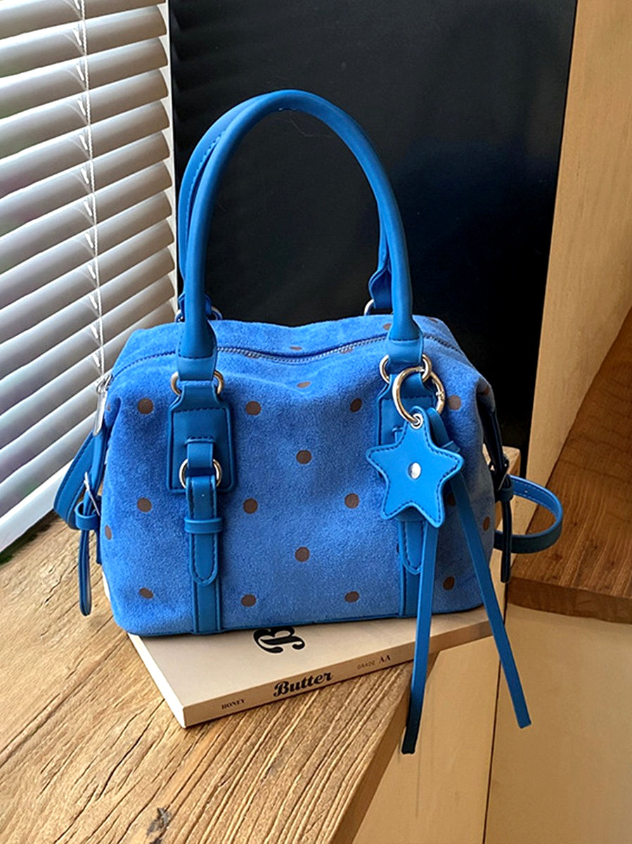 Cobalt Mocha Dot Tote Purse