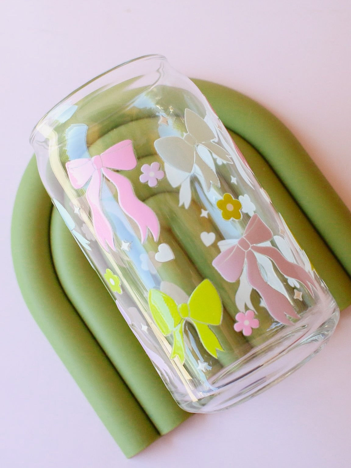 Colorful Bows Glass Cup