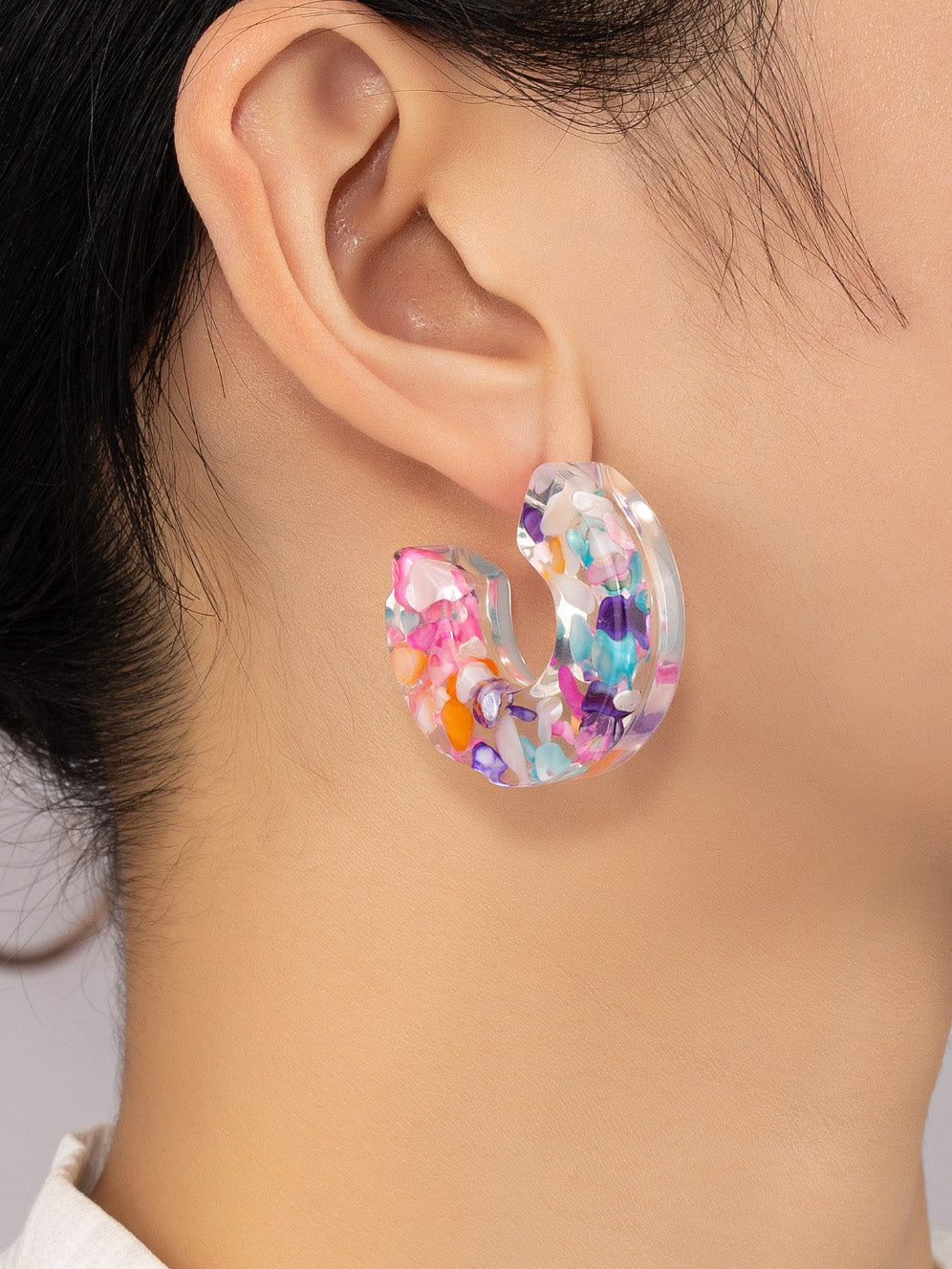 confetti chunky resin hoops