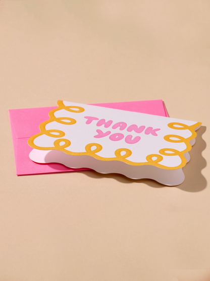 coquette scallop thank you card set