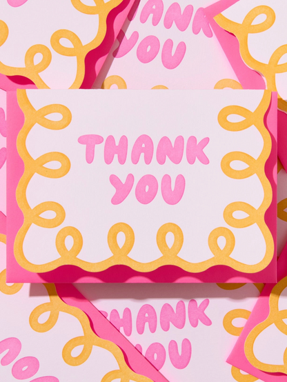 coquette scallop thank you card set
