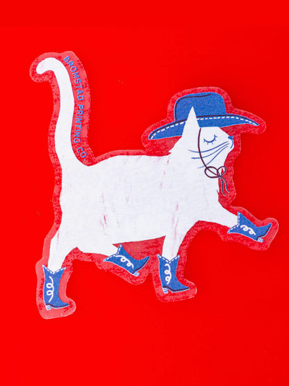 cowboy cat clear sticker