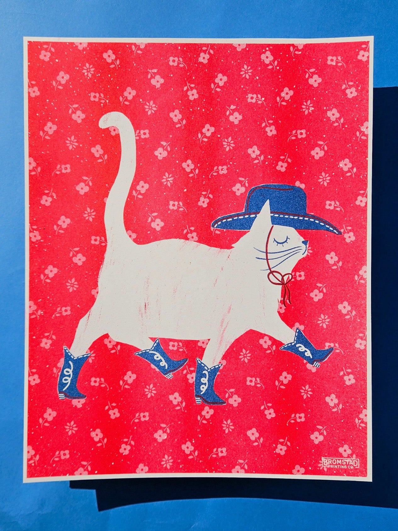 cowboy cat risograph print