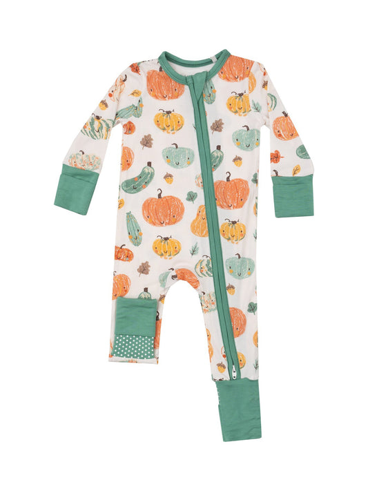 Crayon Pumpkins Zipper Romper