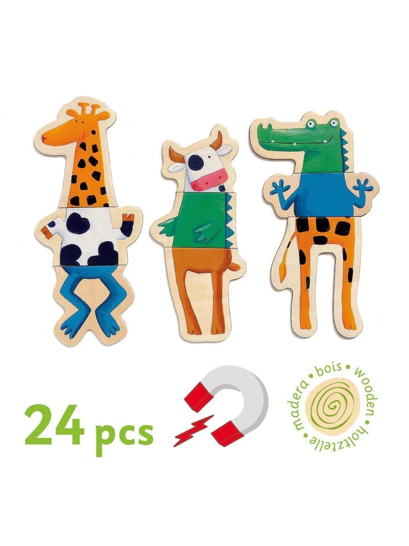crazy animal mix + match wooden animal magnets