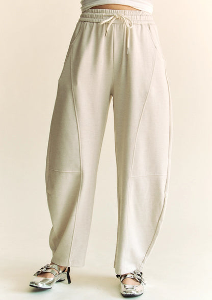 Cream Barrel Leg Sweatpants