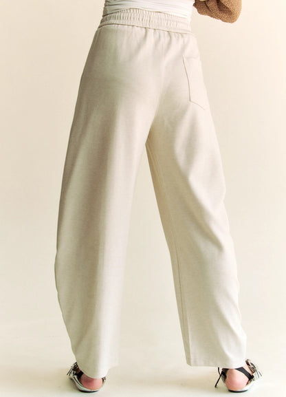 Cream Barrel Leg Sweatpants