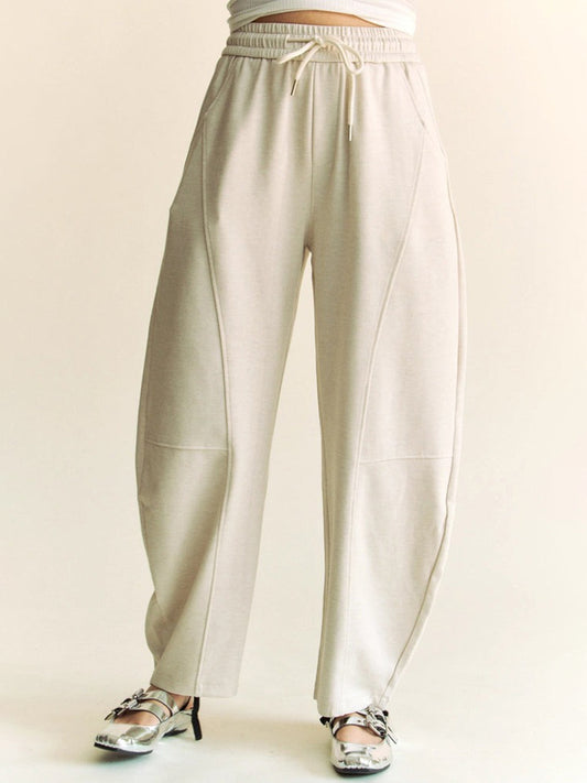 Cream Barrel Leg Sweatpants