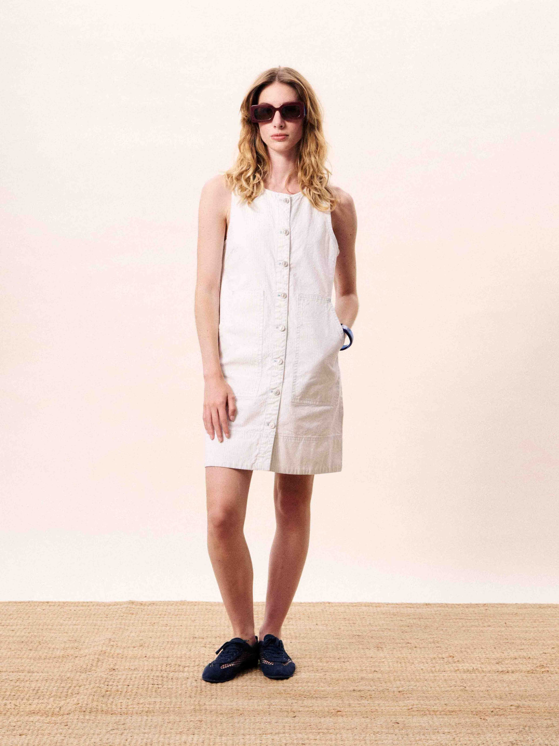 Cream Button Dress