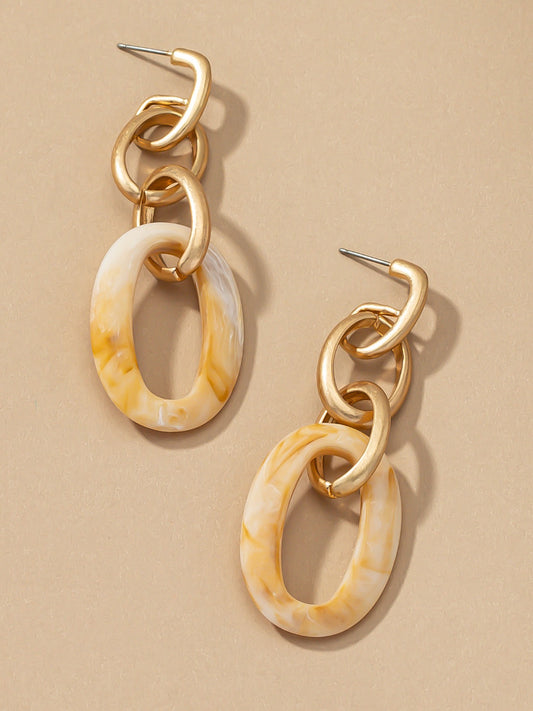 cream chain link drop earrings