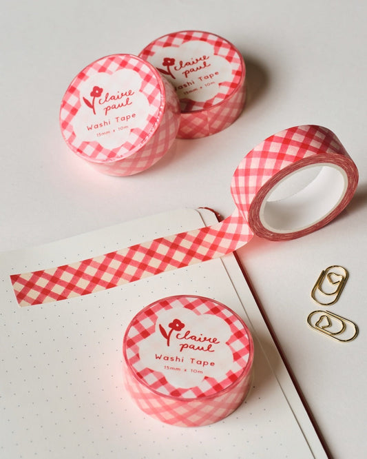 Red Gingham Washi Tape