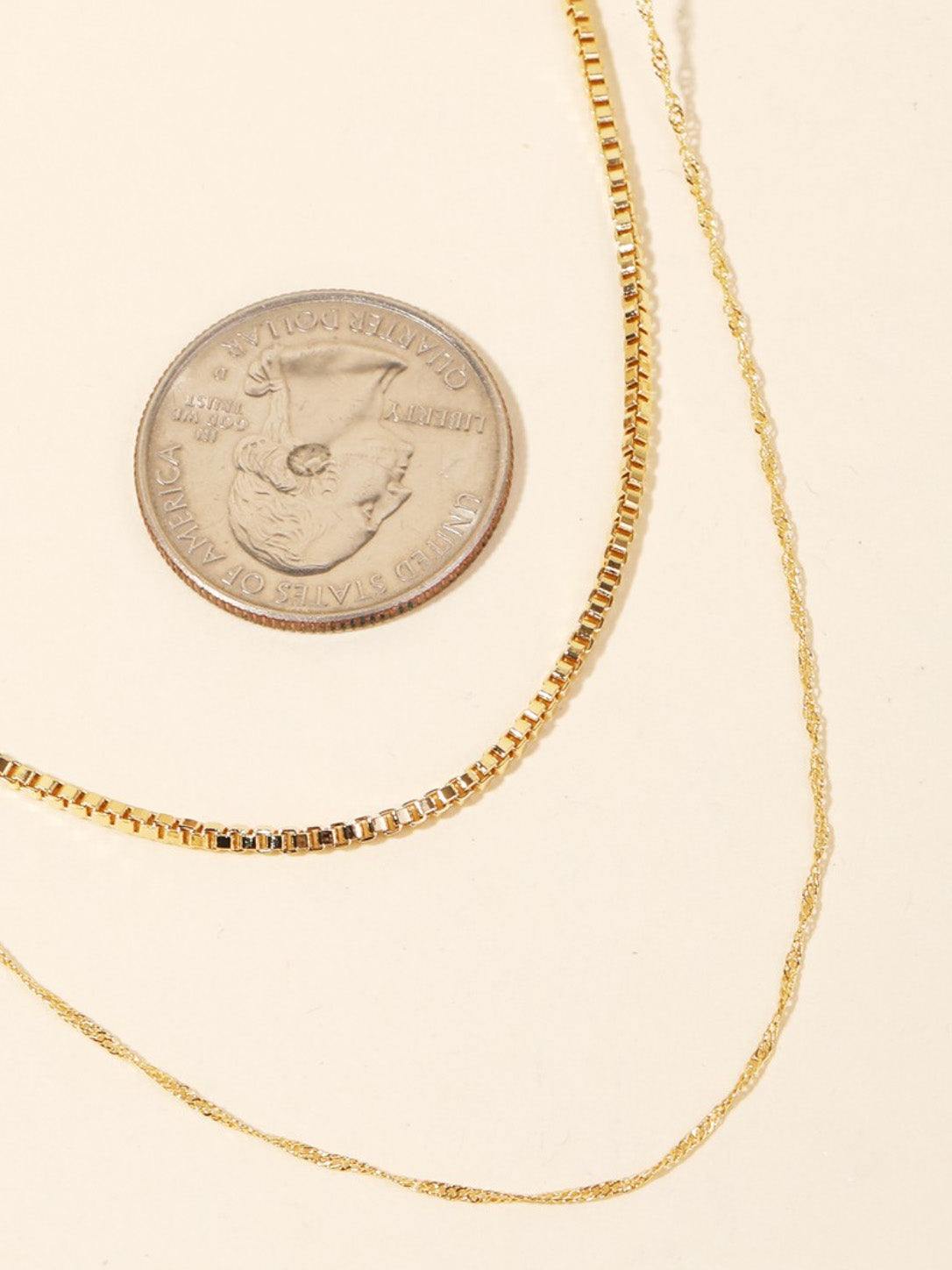 dainty box chain gold layered necklace
