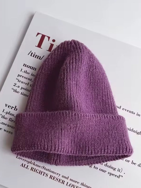 Dark Purple Ribbed Kid Beanie