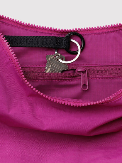Deep Fuchsia Medium Nylon Crescent Bag