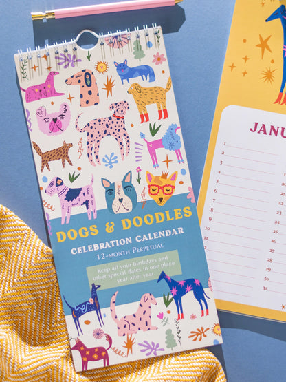 Dogs + Doodles Undated Birthday Calendar