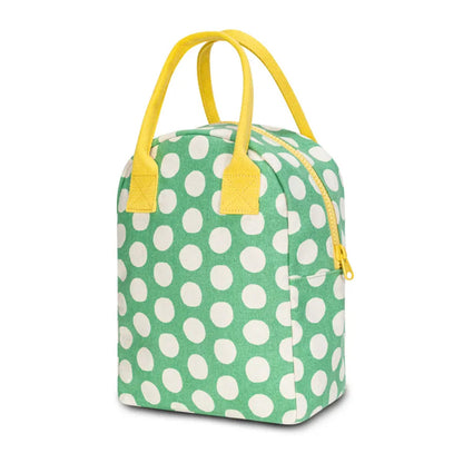 dotted spring green zipper lunch bag