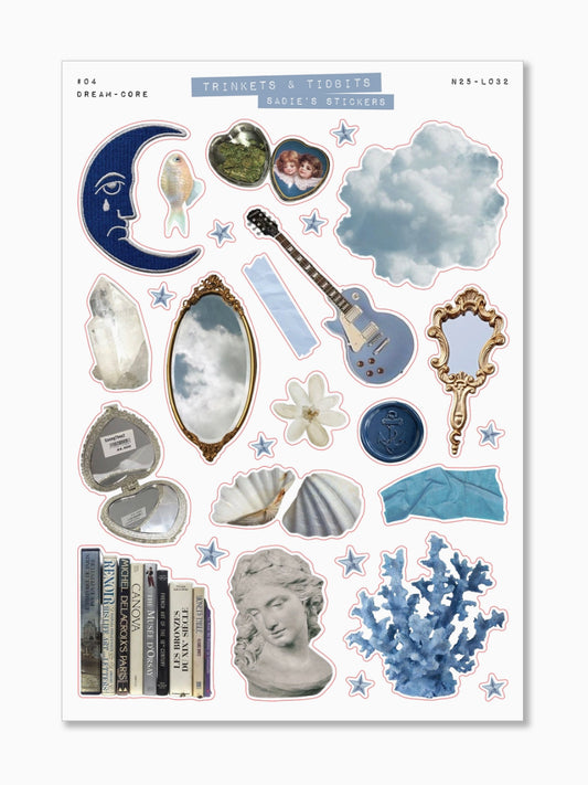 Dream-Core Aesthetic Trinkets & Tidbits Sticker Sheet