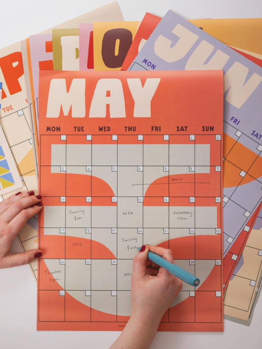 earthy shapes monthly undated a3 wall calendar