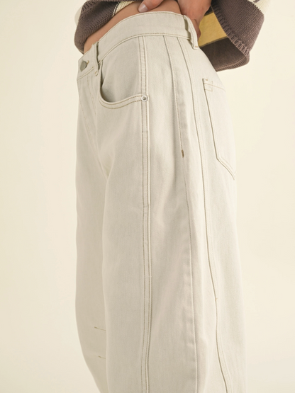 ecru barrel jeans