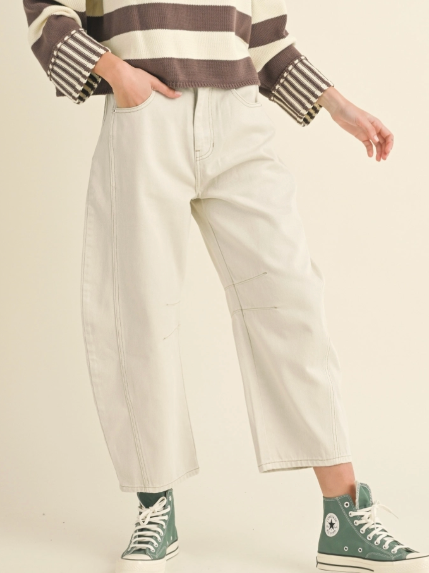 ecru barrel jeans