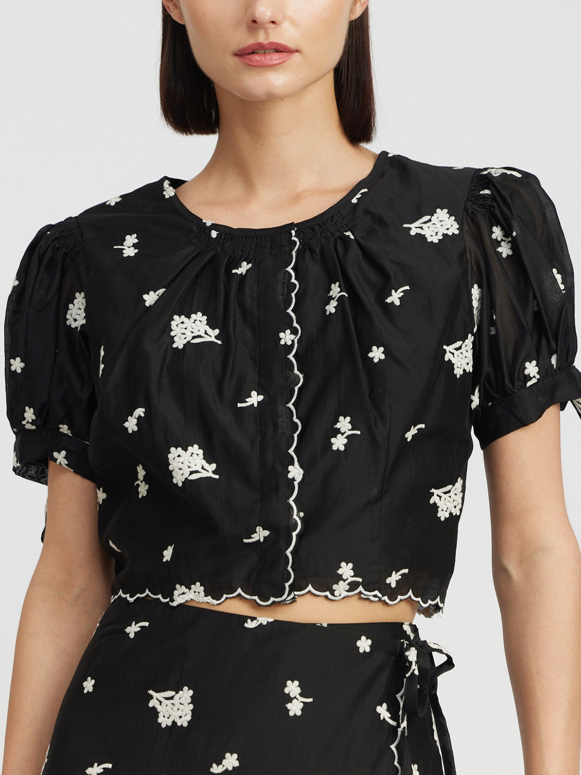 eleanor black embroidered top