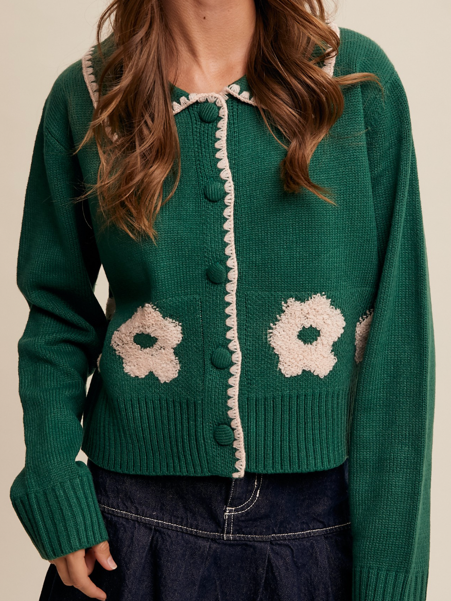 emerald flower cardigan