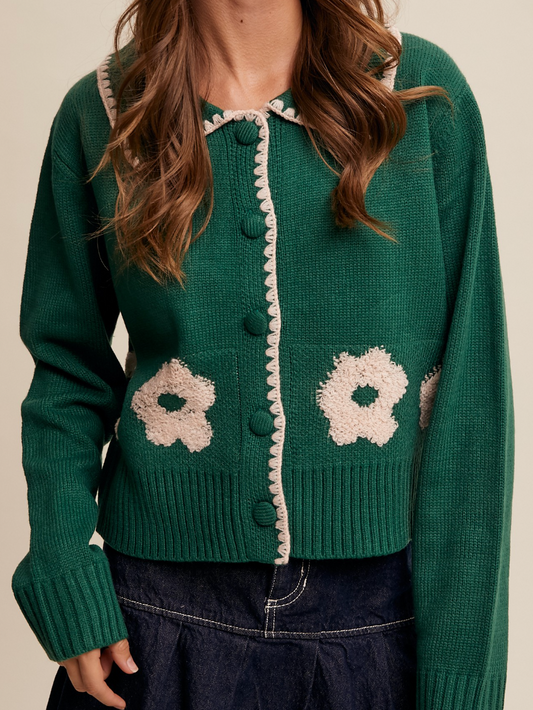 emerald flower cardigan